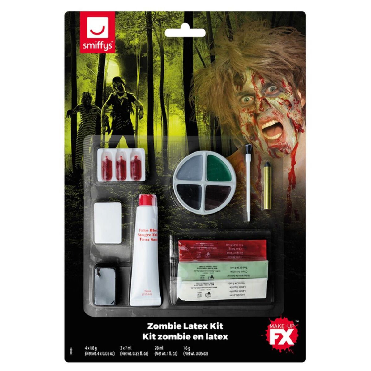 Complete Zombie Kit Facepaint Blood Liquid Latex Horror Flesh Crayon and Sponge 1