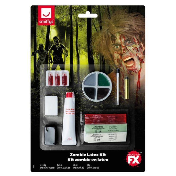 Complete Zombie Kit Facepaint Blood Liquid Latex Horror Flesh Crayon and Sponge 1