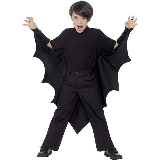 Kids Vampire Bat Wings Black High Collar with Attached Gloves Velcro Neck 1