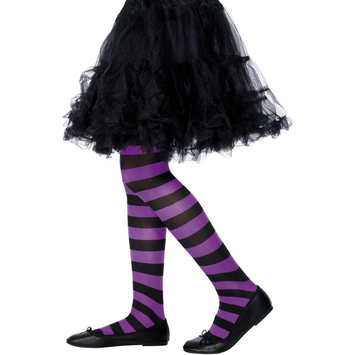 Tights Purple and Black Age 6 to 12 1