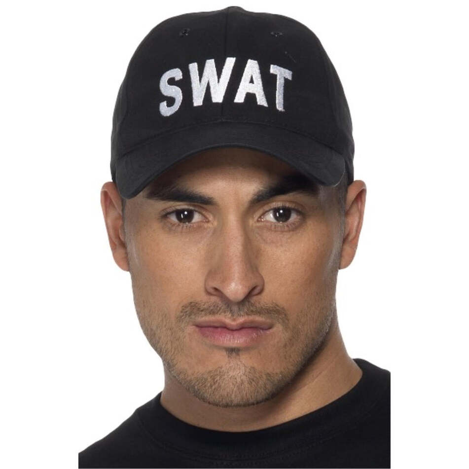 Swat Baseball Cap Black Adult Costume Accessory 1