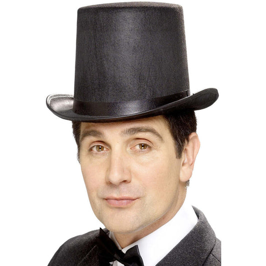 Stovepipe Topper Hat Adult Black Felt With Black Band 1