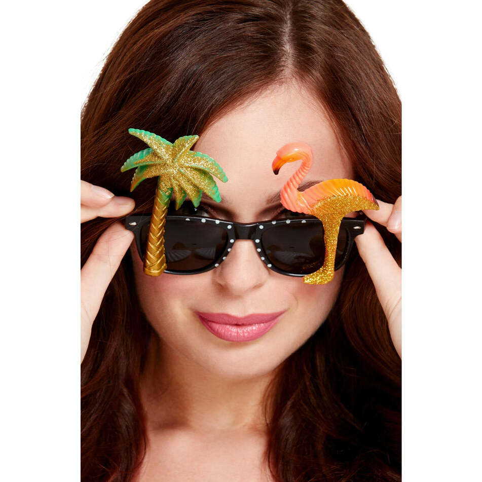 Hawaiian Specs with Flamingo and Palm Tree Accents Party Accessory 1
