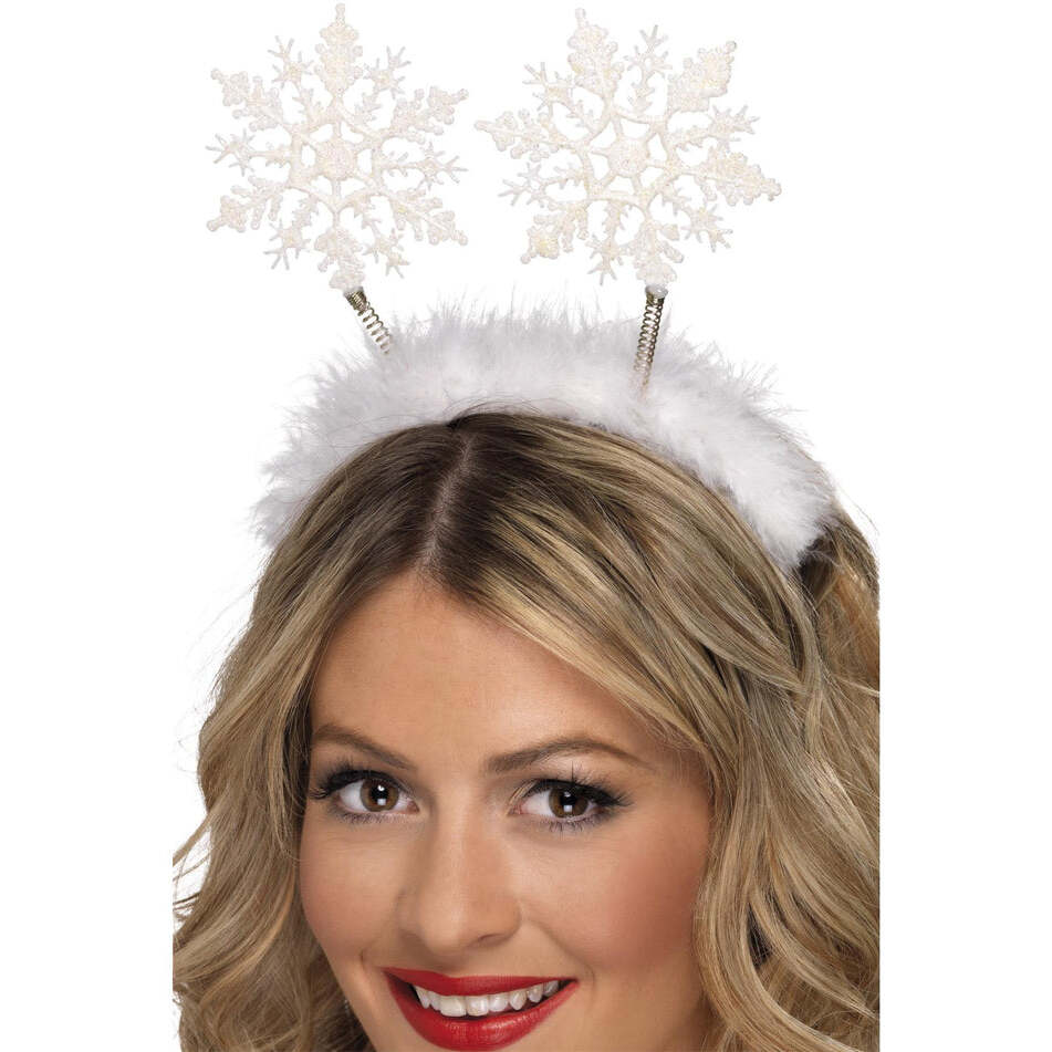 Snowflake Boppers White Marabou Headband Adult Costume Accessory 1