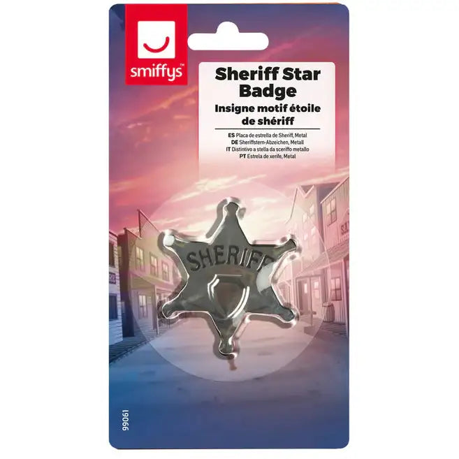 Sheriff Star Badge Adult Silver Coloured Metal 65mm Costume Accessory 1