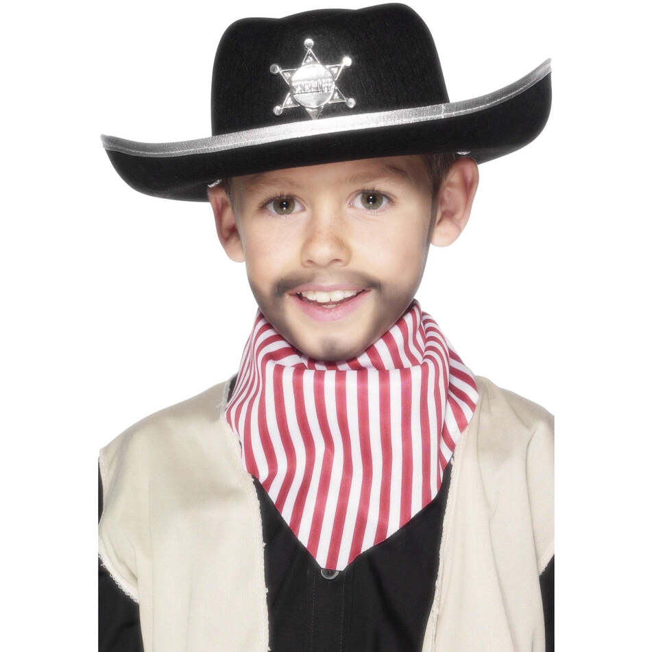 Sheriff Hat Kids Black With Silver Band and Silver Star Badge Costume Accessory 1