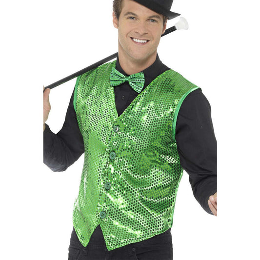 Sequin Waistcoat Green Adult Costume Accessory 1