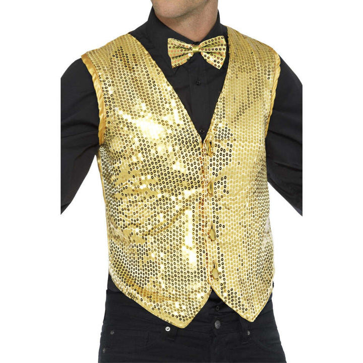 Sequin Waistcoat Gold Adult Costume Accessory 1