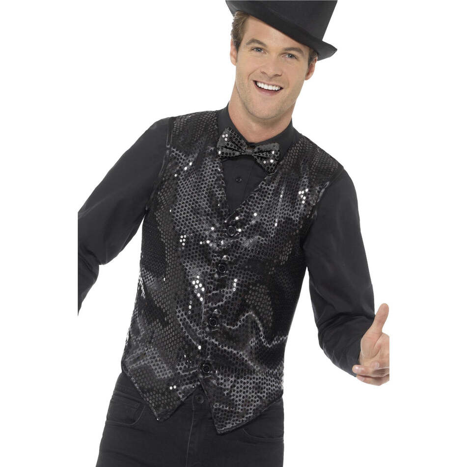 Sequin Waistcoat Black Adult Costume Accessory 1