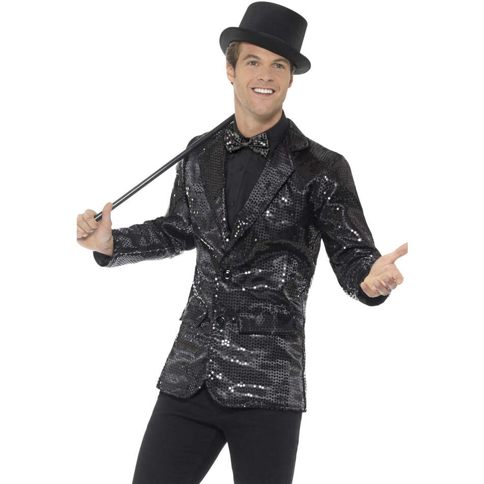 Sequin Jacket Mens Adult Black 1