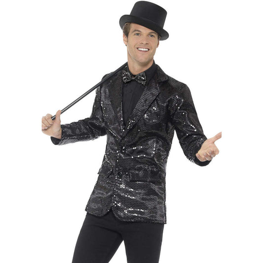 Sequin Jacket Mens Adult Black 1