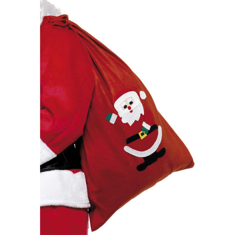 Santa Sack Adult Red with Motif and Drawstring Tie 90 by 60cm 1