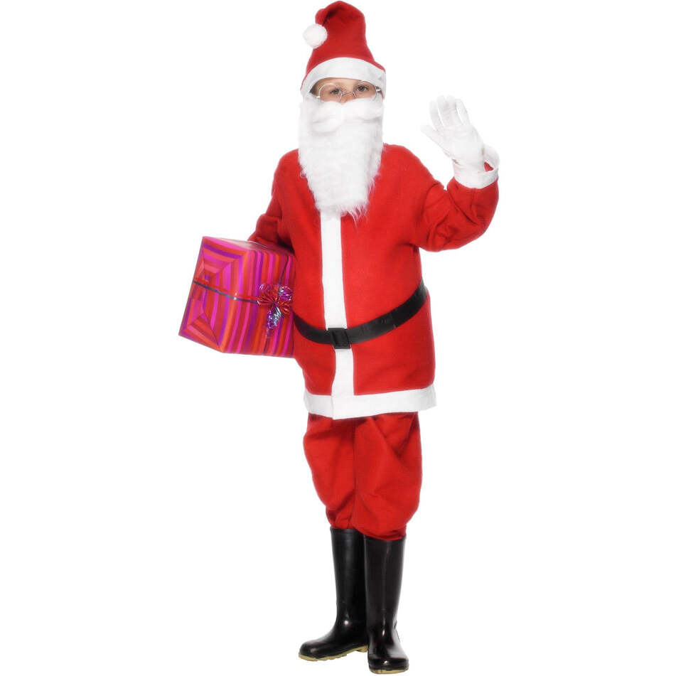 Santa Boy Costume Red and White Jacket Trousers Hat and Black Belt 1