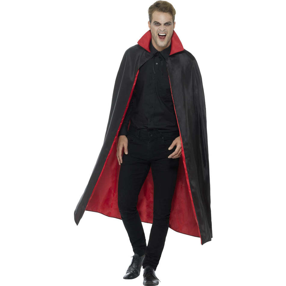Reversible Vampire Cape Black Red 127cm Adult Costume Accessory 1
