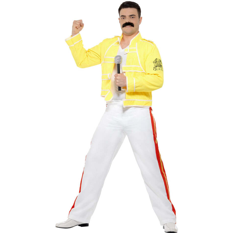 Queen Freddie Mercury Adult Costume Iconic Yellow Jacket White Trousers 1