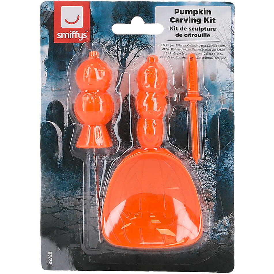 Pumpkin Carving Kit Orange Knife and Dish 1
