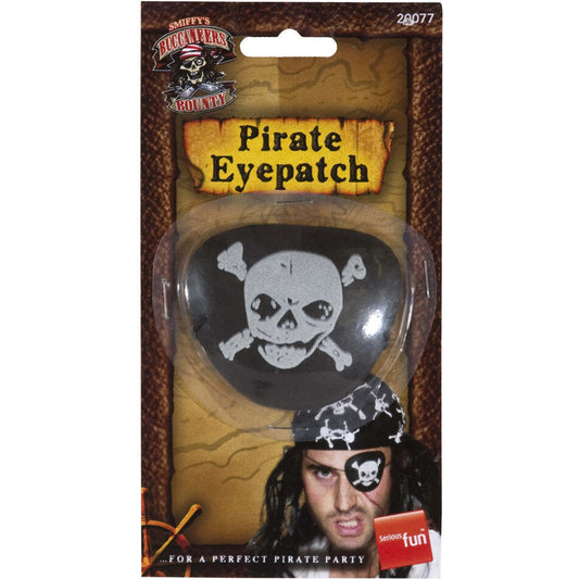 Pirate Eyepatch Black White Skull and Crossbones Adult Costume Accessory 1