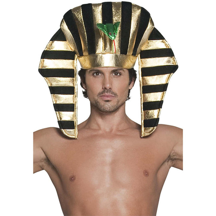 Pharaoh Headpiece Adult Black Gold Egyptian Costume Accessory 1