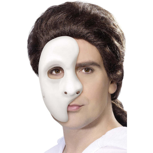Phantom Of The Opera Mask White 1/2 Mask Adult Costume Accessory 1