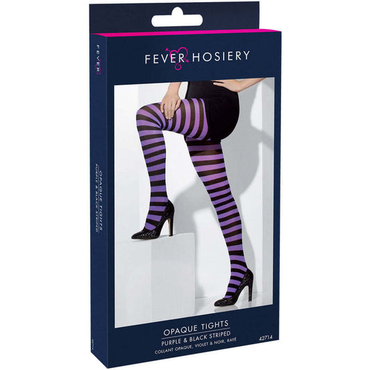 Opaque Tights Striped Purple Black Adult Costume Accessory 1