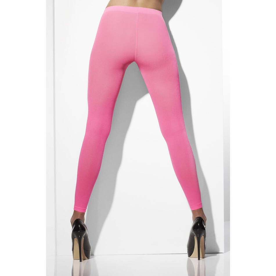 Opaque Footless Tights Adult Neon Pink Costume Accessory 1