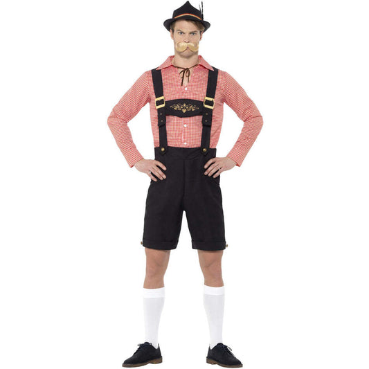 Oktoberfest Costume Red Checked Shirt Brown Leaderhosen 1