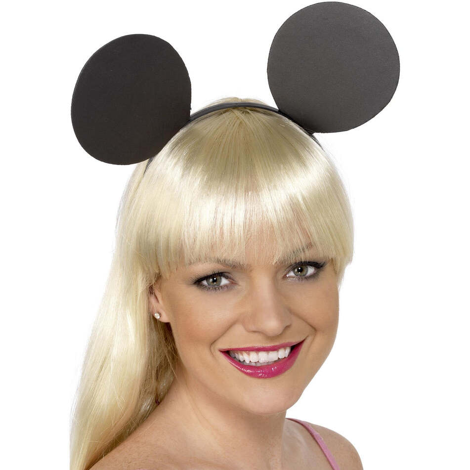 Mouse Ears On Headband Adult Black EVA Adult Costume Accessory 1
