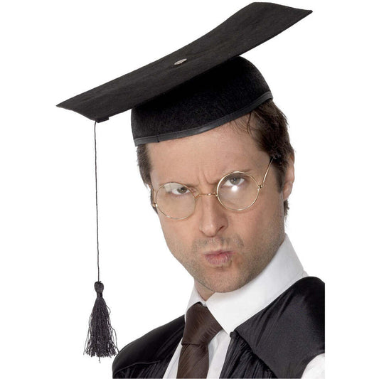 Mortar Felt Board Hat Black with Tassel Adult Costume Accessory 1