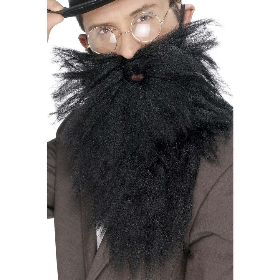 Black Long Beard and Tash Adult Instant Disguise Costume 1