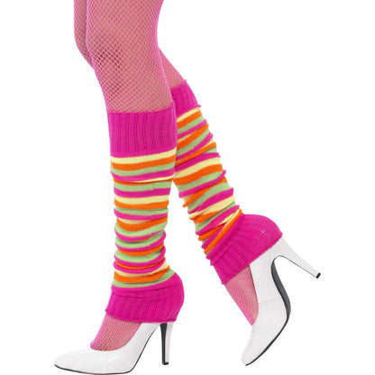 80s Legwarmers Striped Neon Colours Adult Csotume Accessory 1