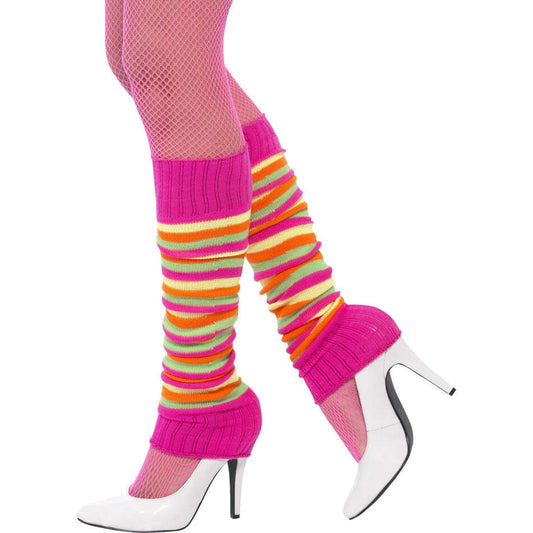 80s Legwarmers Striped Neon Colours Adult Csotume Accessory 1