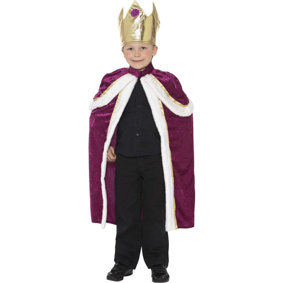 Kiddy King Costume Kids Purple White Robe and Gold Crown 1
