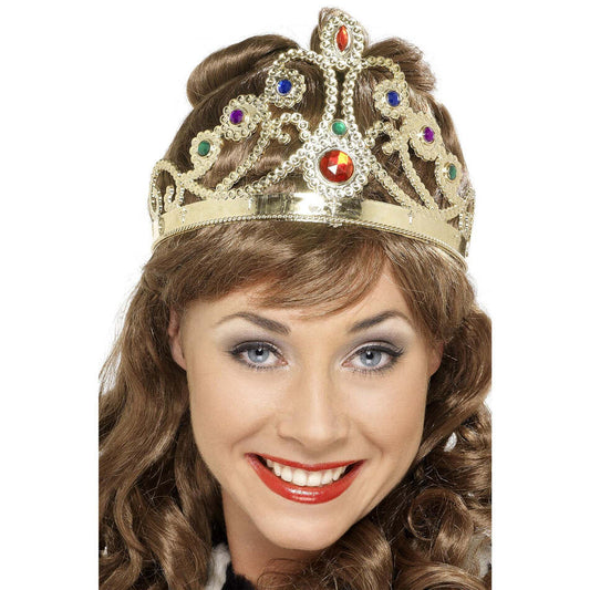 Jewelled Queens Crown Gold Adult Costume Accessory 1