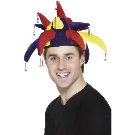 Jester Hat Adult Multi Coloured with Bells Fun Costume Accessory 1