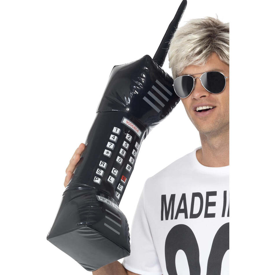 Inflatable Retro Mobile Phone Adult Black 76cm Costume Prop 1