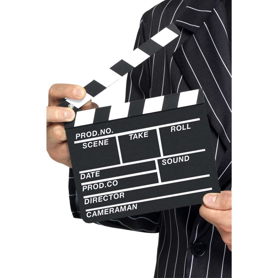 Hollywood Style Clapper Board Black 20 by 20cm Costume Prop 1