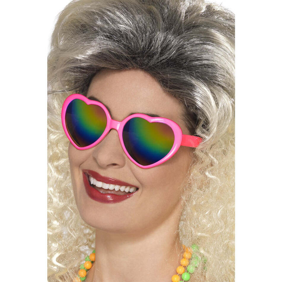 Heart Specs Pink with Rainbow Lenses Adult Costume Accessory 1