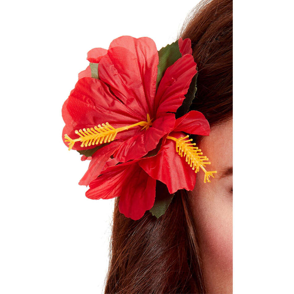 Hawaiian Flower Hair Clip Red Adult Costume Accessory 1