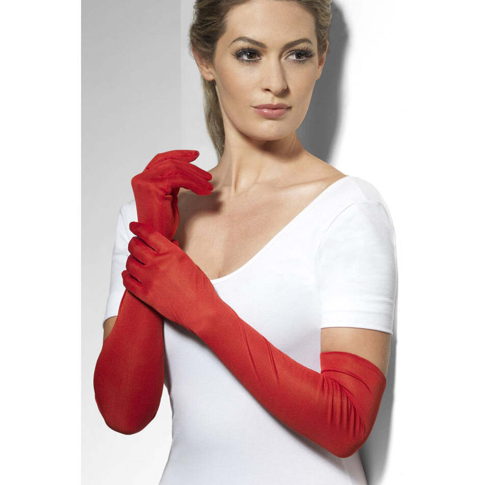 Gloves Adult Red Long 52cm Adult Costume Accessory 1