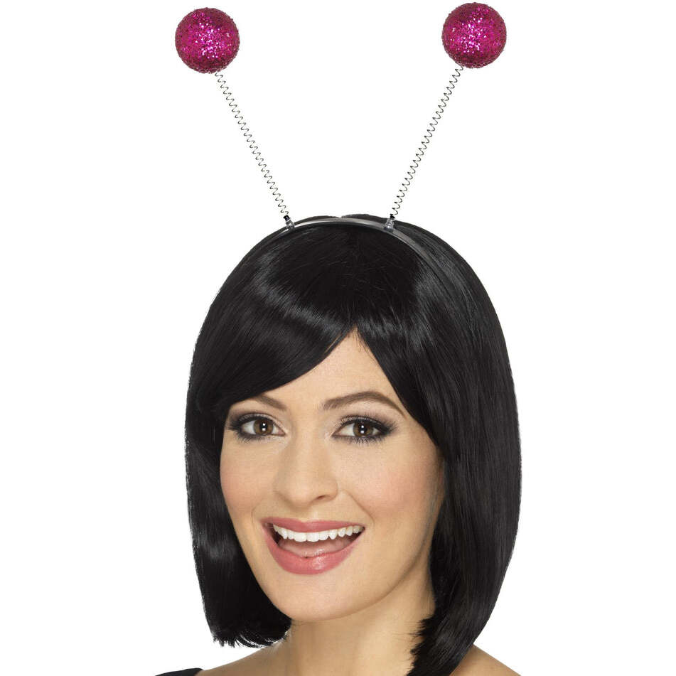 Glitter Ball Boppers Adult Pink Springy on Black Headband Costume Accessory 1