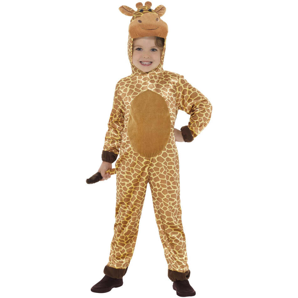 Giraffe Costume Kids Brown with Hooded Jumpsuit and Tail 1