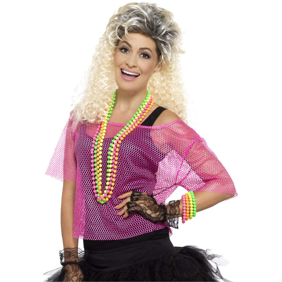 Fishnet Top Neon Pink Adult Costume Accessory 1