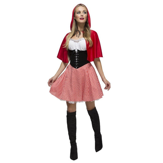 Red Riding Hood Costume Adult White Red Dress and Cape 1