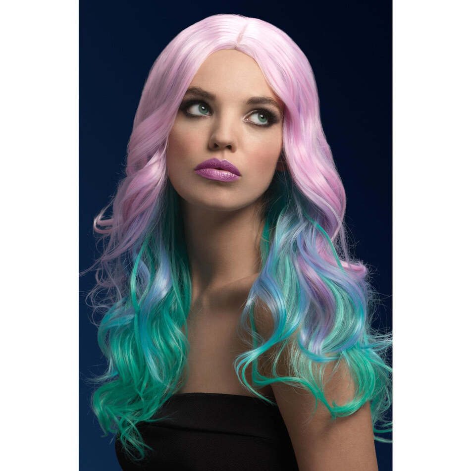 Fever Khloe Wig Pastel Ombre Long Wavy with Centre Parting 56cm Adult Costume Hair 1