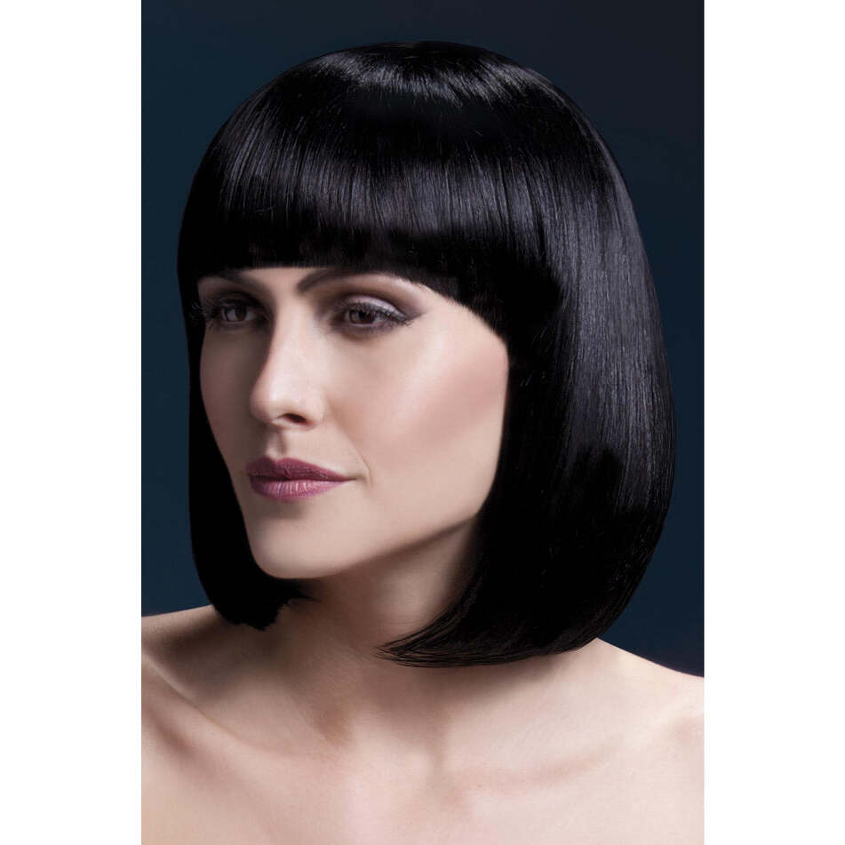 Fever Elise Wig Adult Black Sleek Bob with Fringe 33cm Costume Hair 1