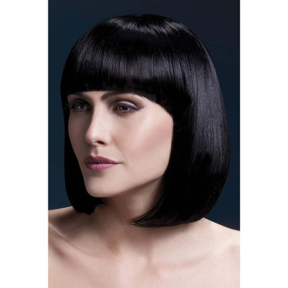 Fever Elise Wig Adult Black Sleek Bob with Fringe 33cm Costume Hair 1