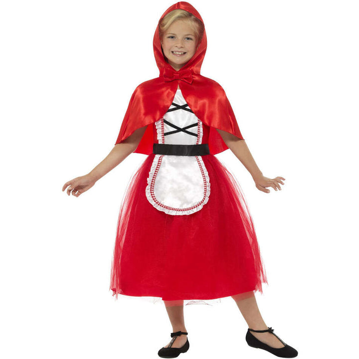 Deluxe Red Riding Hood Costume Kids Red and White Dress and Red Hood 1