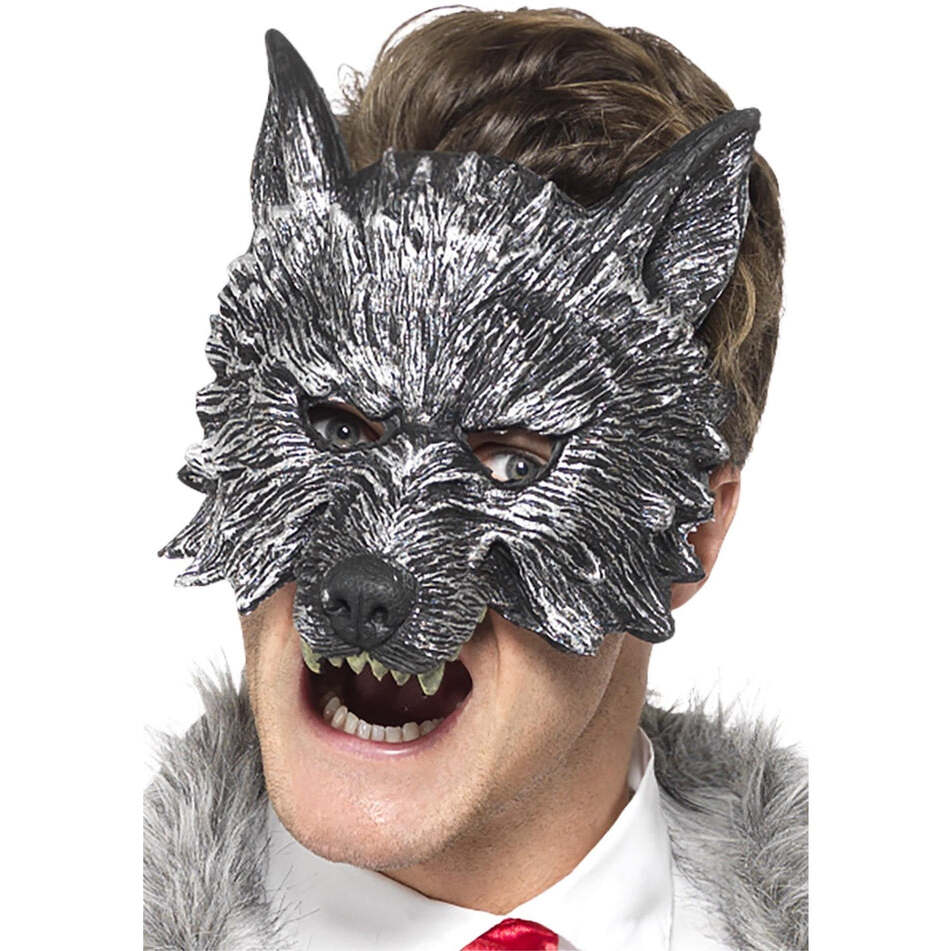 Deluxe Big Bad Wolf Mask Adult Grey Halloween Costume Accessory 1