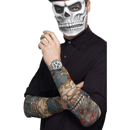 Day Of The Dead Tattoo Sleeve Multi Coloured Adult Costume Accessory 1