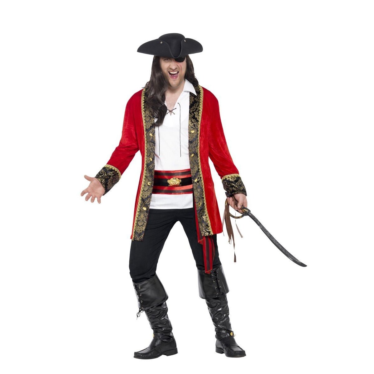 Curves Pirate Captain Costume Red Velour 1